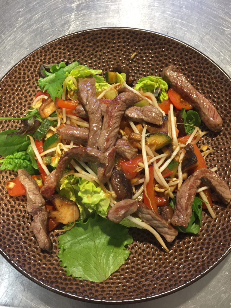 Beef teriyaki salade